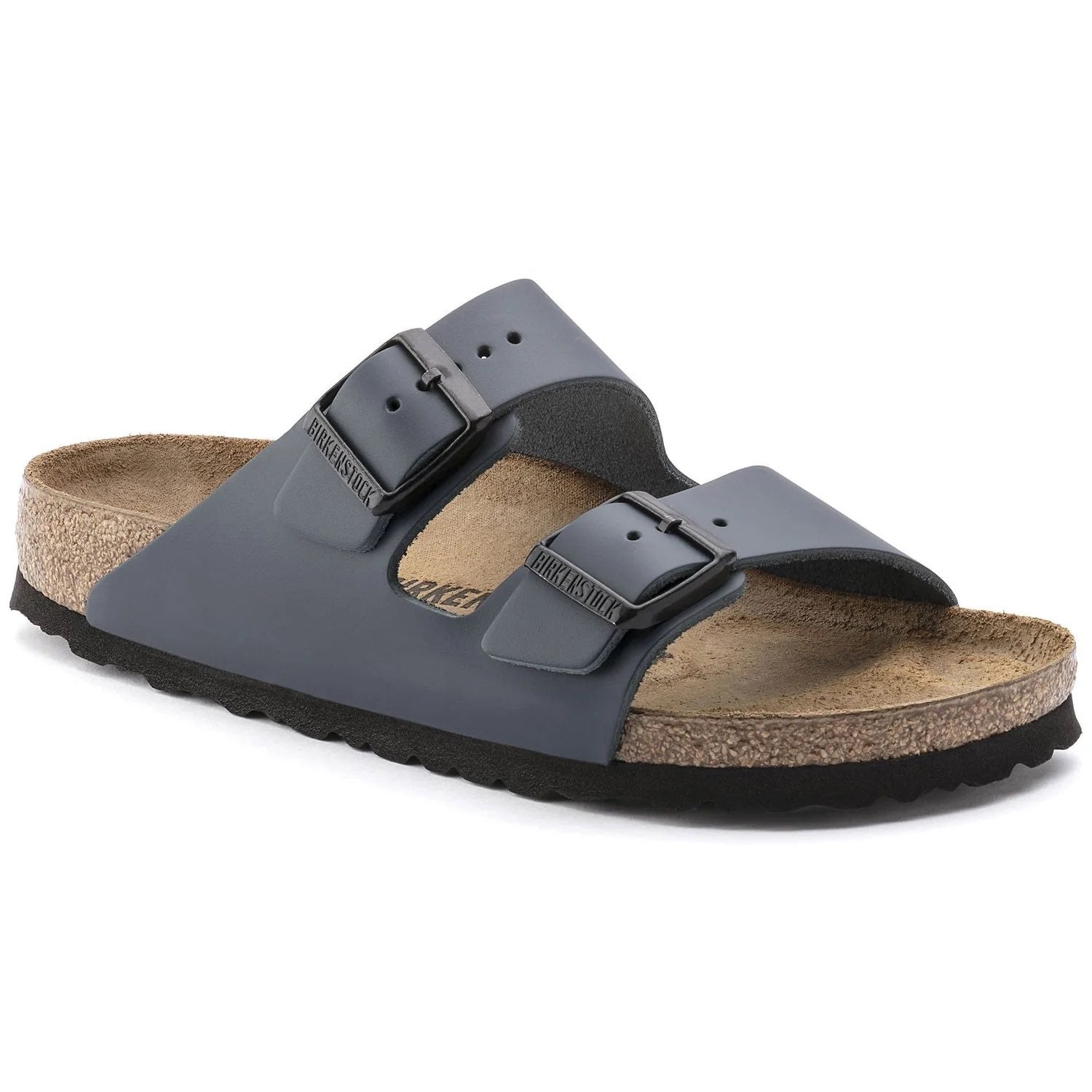 Birkenstock Stylish Slate Grey Two-Strap Sandals with Cork Footbed