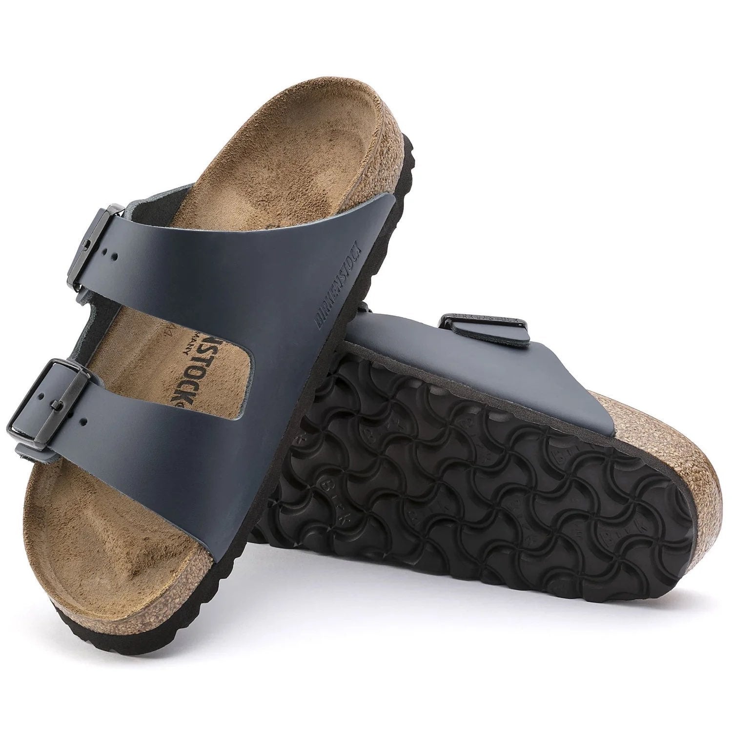 Birkenstock Stylish Slate Grey Two-Strap Sandals with Cork Footbed