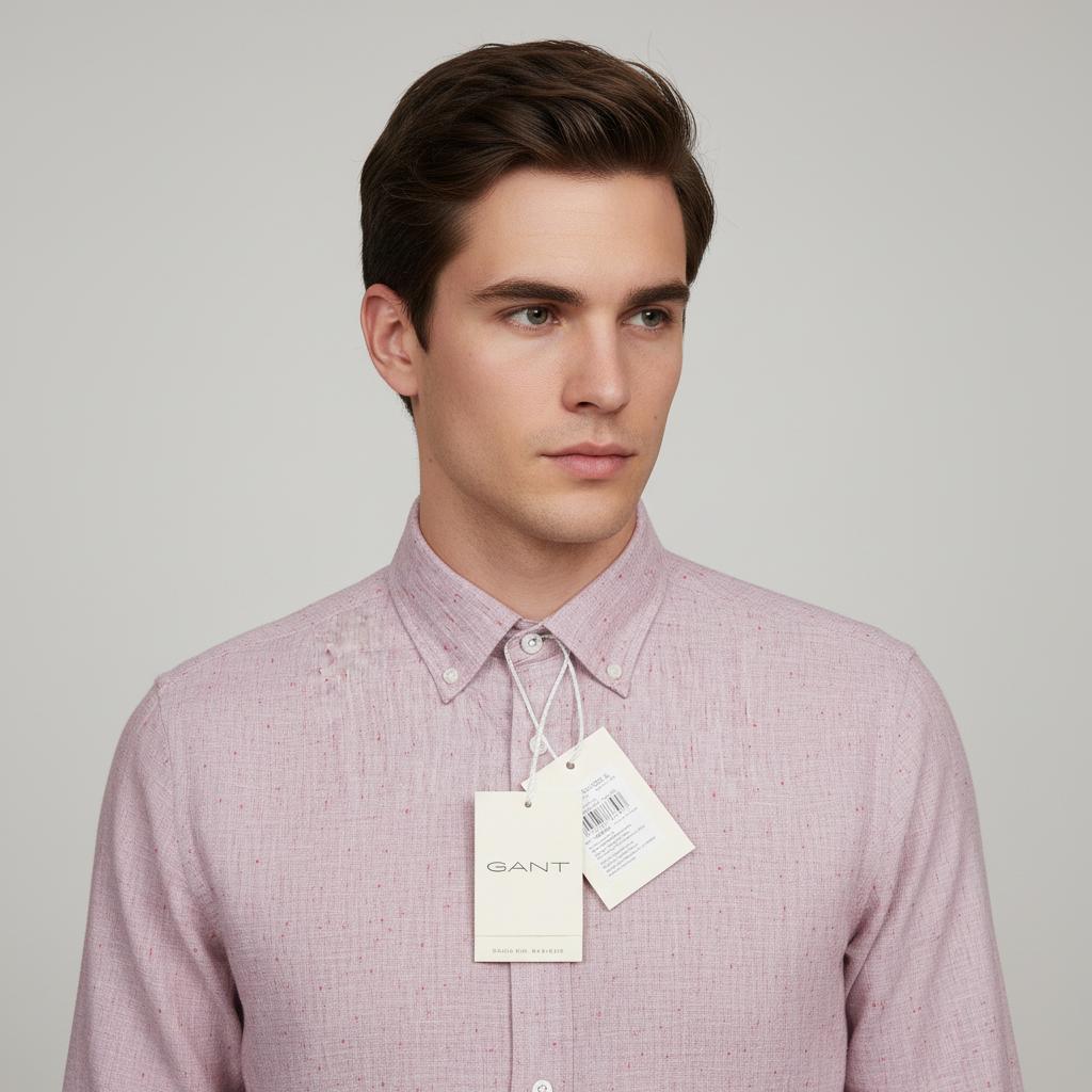 [Mélange Slub Linen] GANT Melange Button-Up Shirt in Blush Whisper - zoomed view