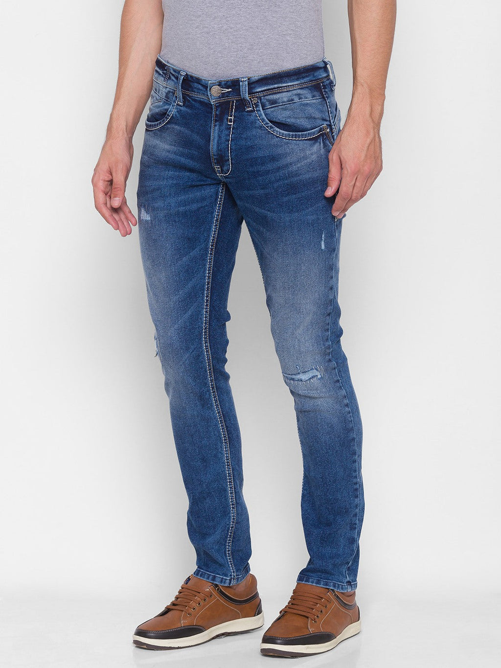 SPYKAR Classic Slim Fit Distressed Jeans