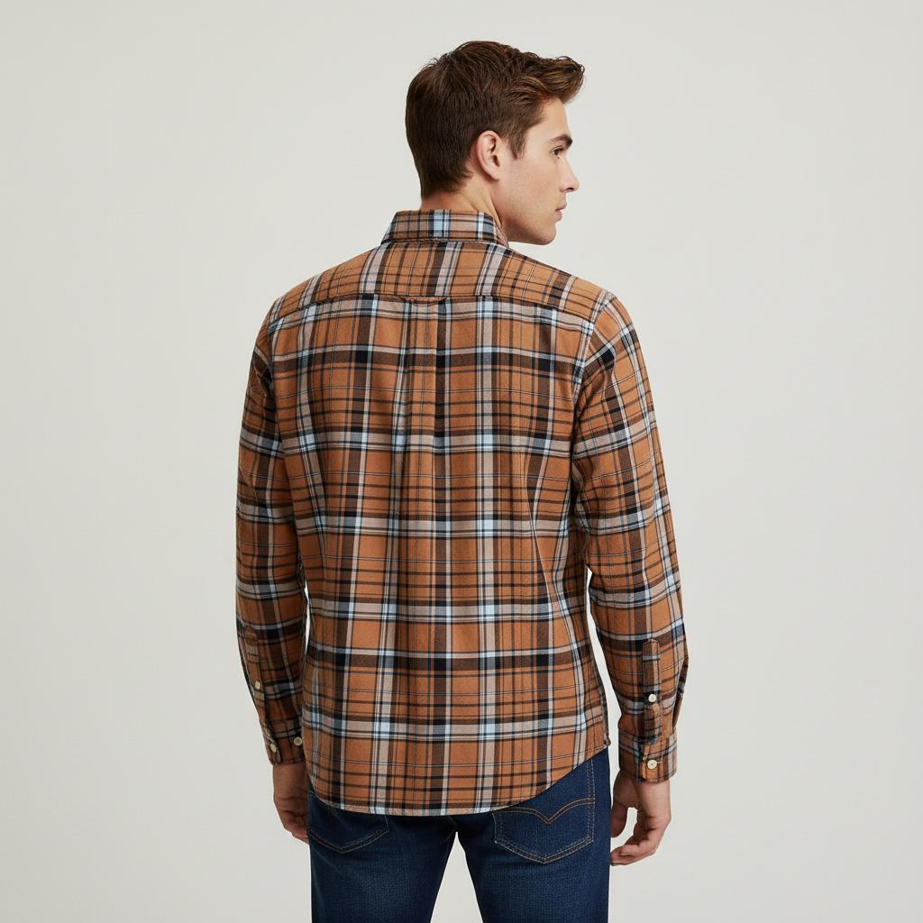 POLO RALPH LAUREN Terra Cotta Check Classic Fit Long Sleeve Button-Down Shirt - back view