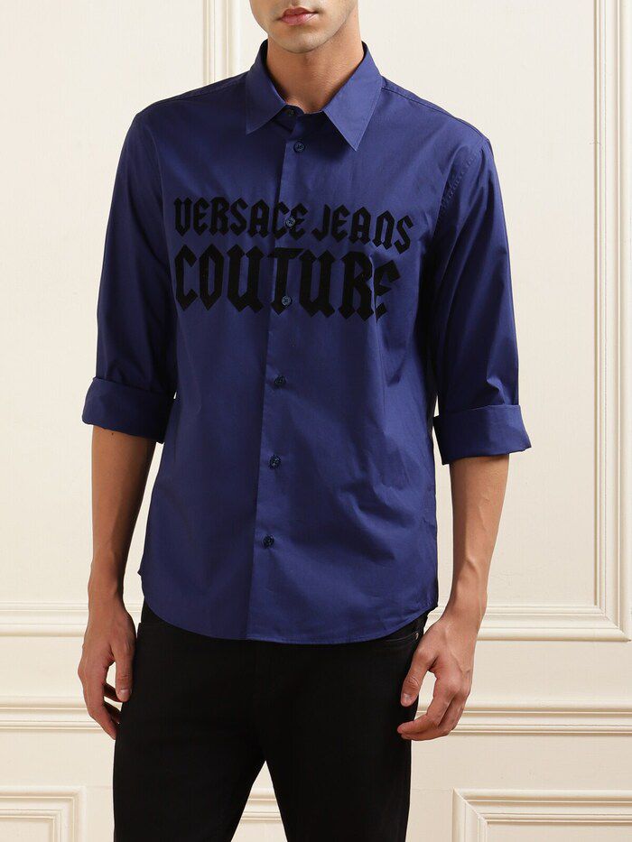 VERSACE JEANS COUTURE Prismatic Azure Classic Fit Long Sleeve Shirt