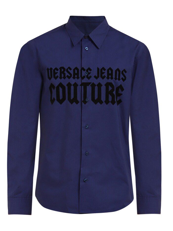 VERSACE JEANS COUTURE Prismatic Azure Classic Fit Long Sleeve Shirt