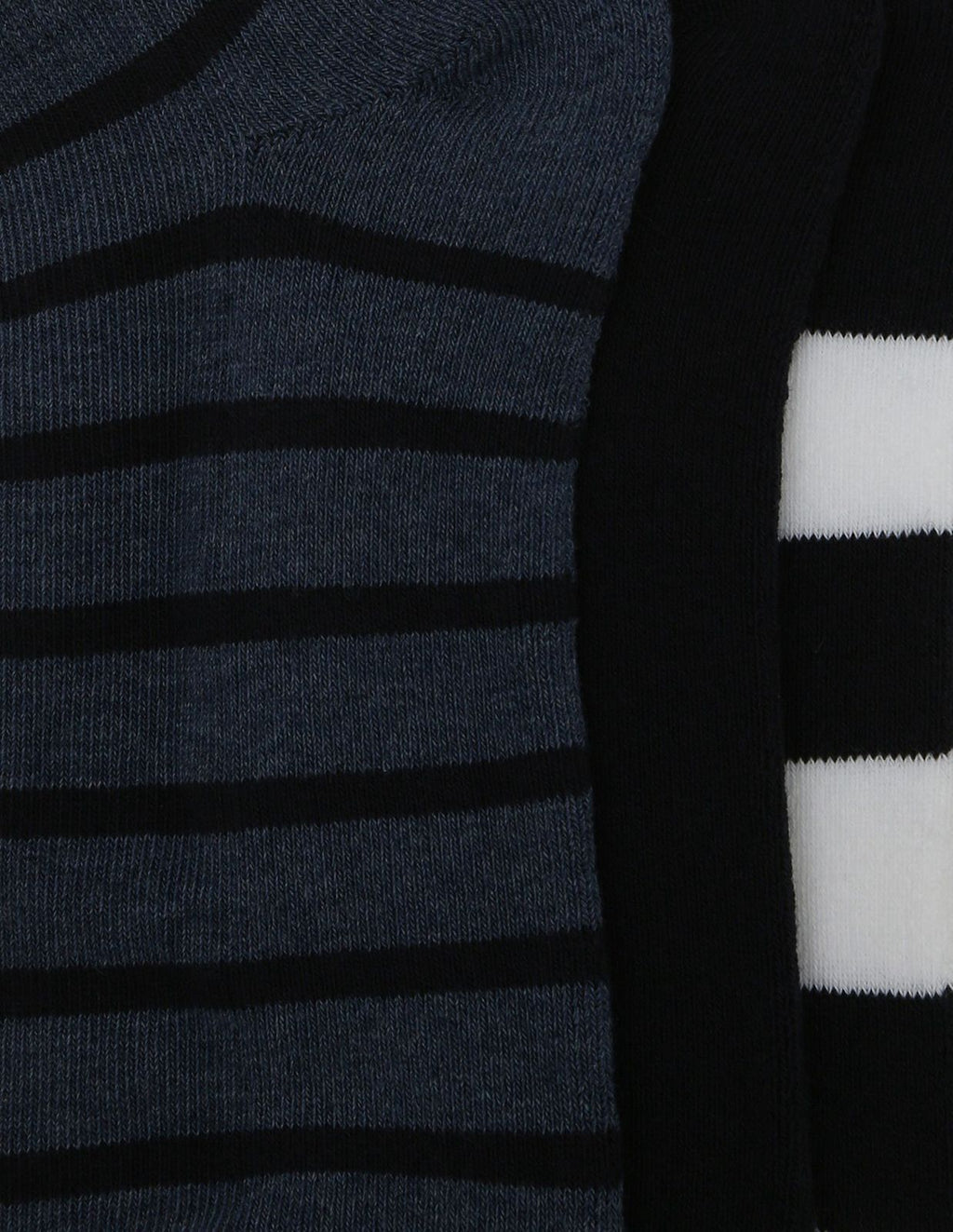 Tommy Hilfiger Cozy Striped Sock Trio in Nautical Blues and Charcoal