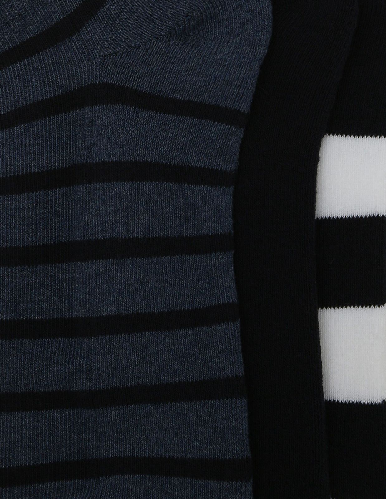 Tommy Hilfiger Cozy Striped Sock Trio in Nautical Blues and Charcoal
