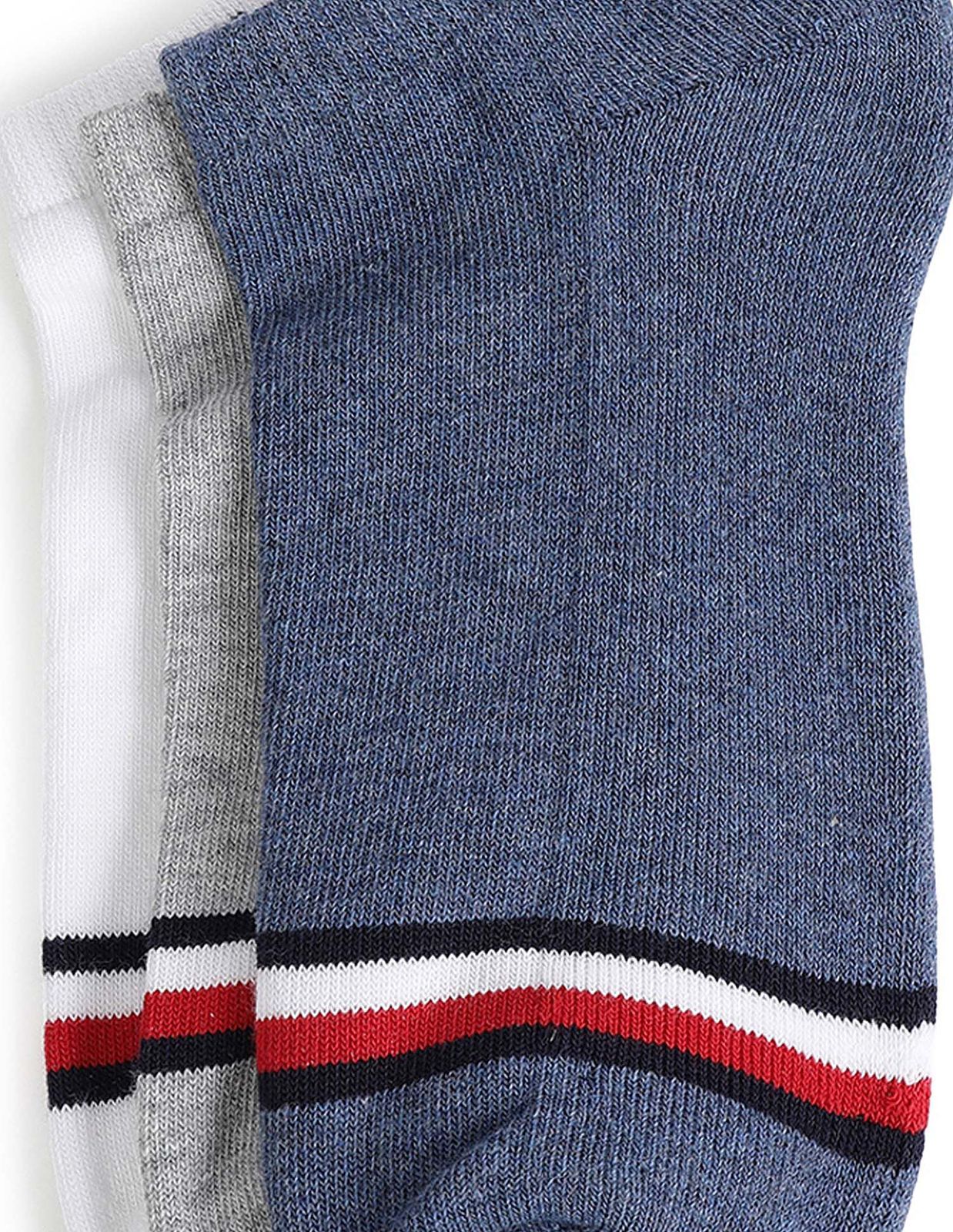 Tommy Hilfiger Cozy Striped Sock Trio in Nautical Blues and Charcoal