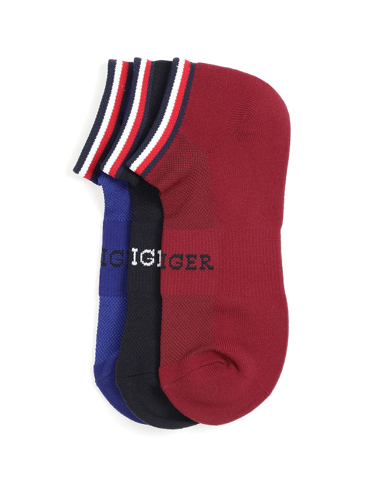 Tommy Hilfiger Colorful Trio of Sporty Socks - Bold Blue, Classic Crimson, and Midnight Black