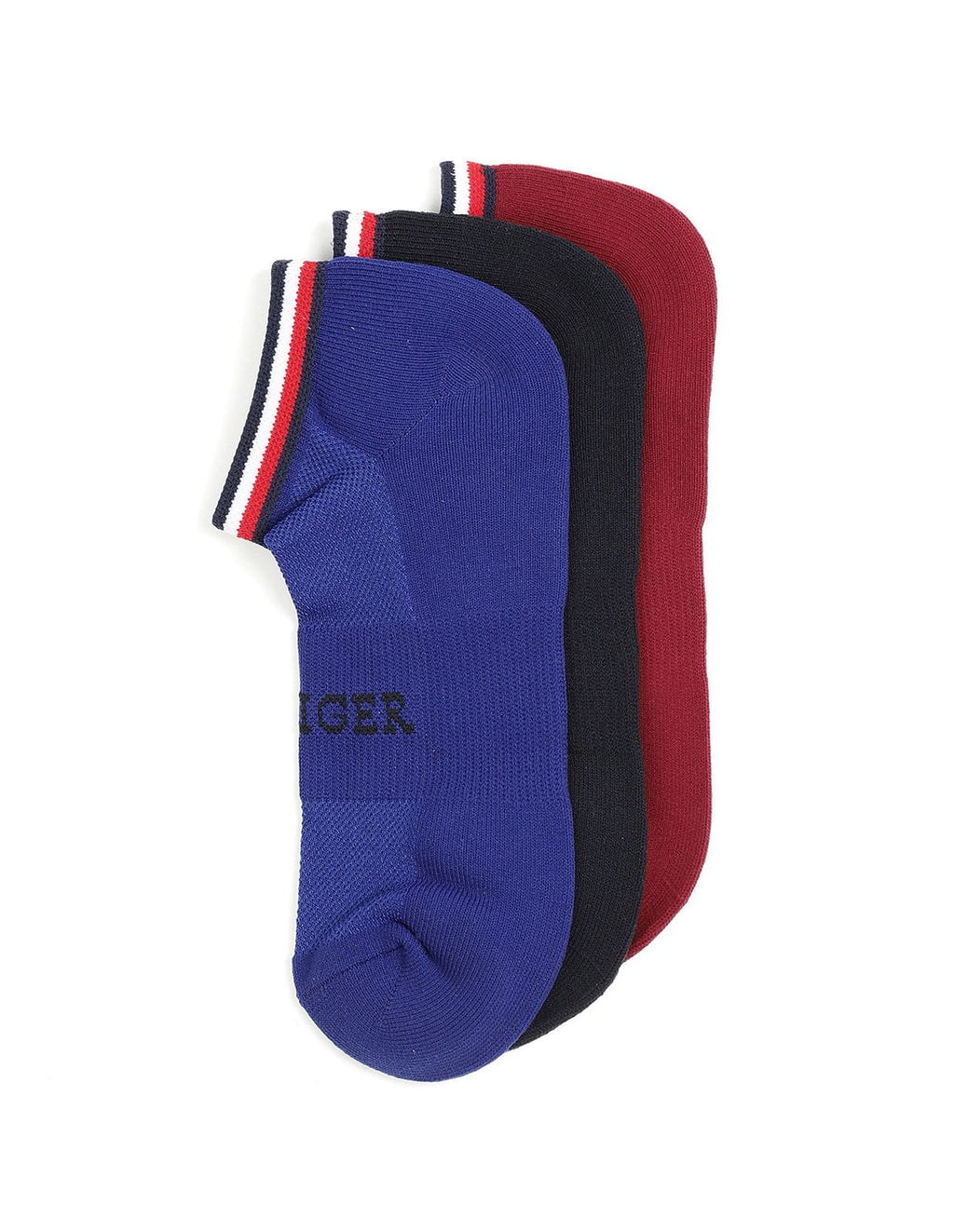 Tommy Hilfiger Colorful Trio of Sporty Socks - Bold Blue, Classic Crimson, and Midnight Black