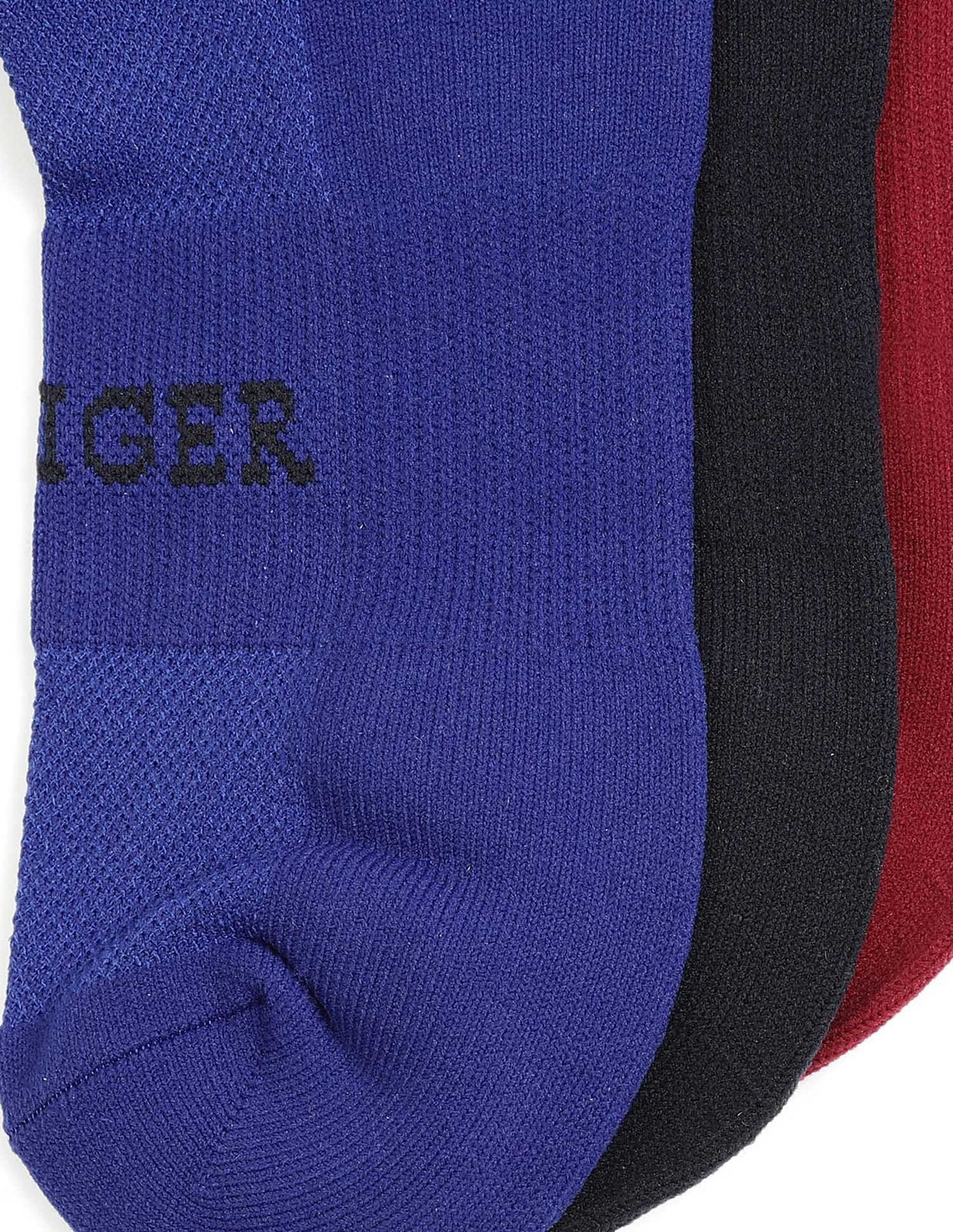 Tommy Hilfiger Colorful Trio of Sporty Socks - Bold Blue, Classic Crimson, and Midnight Black