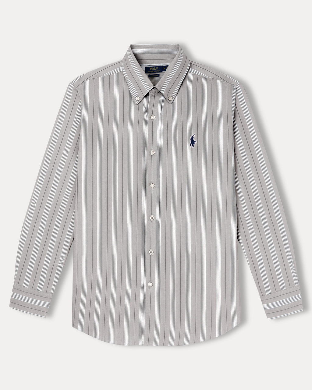 Polo Ralph Lauren Custom Fit Striped Shirt in Soft Silver Mist