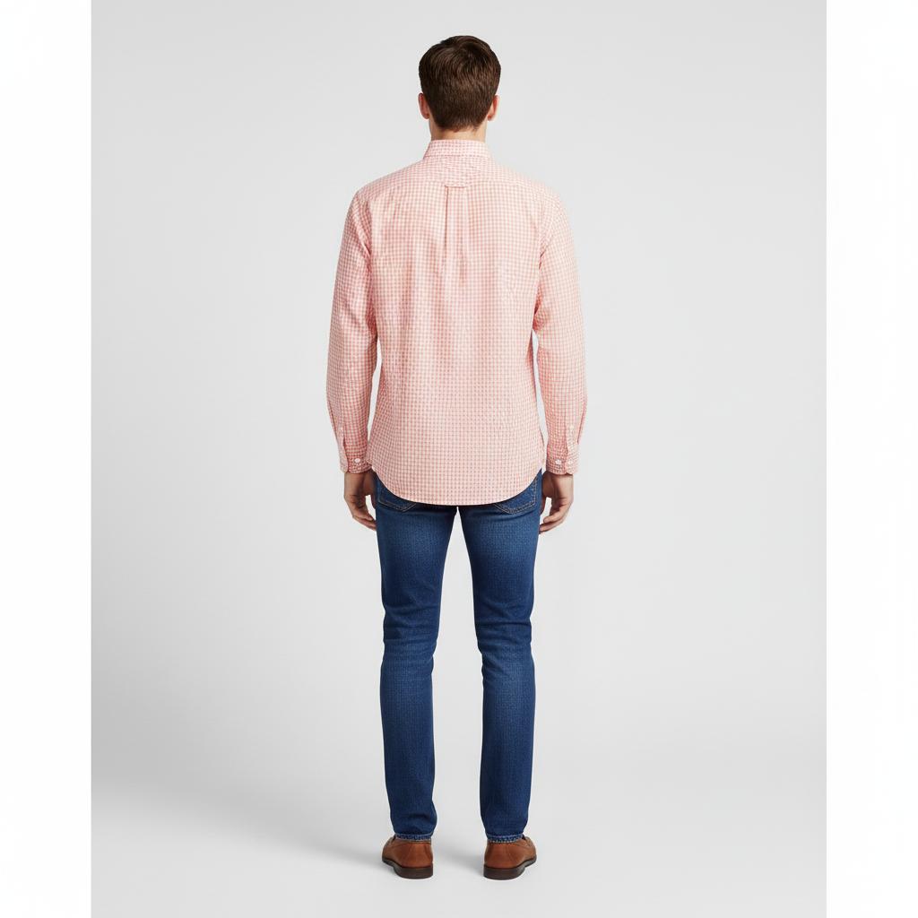 Polo Ralph Lauren Classic Fit Gingham Shirt in Coral Blush - back view