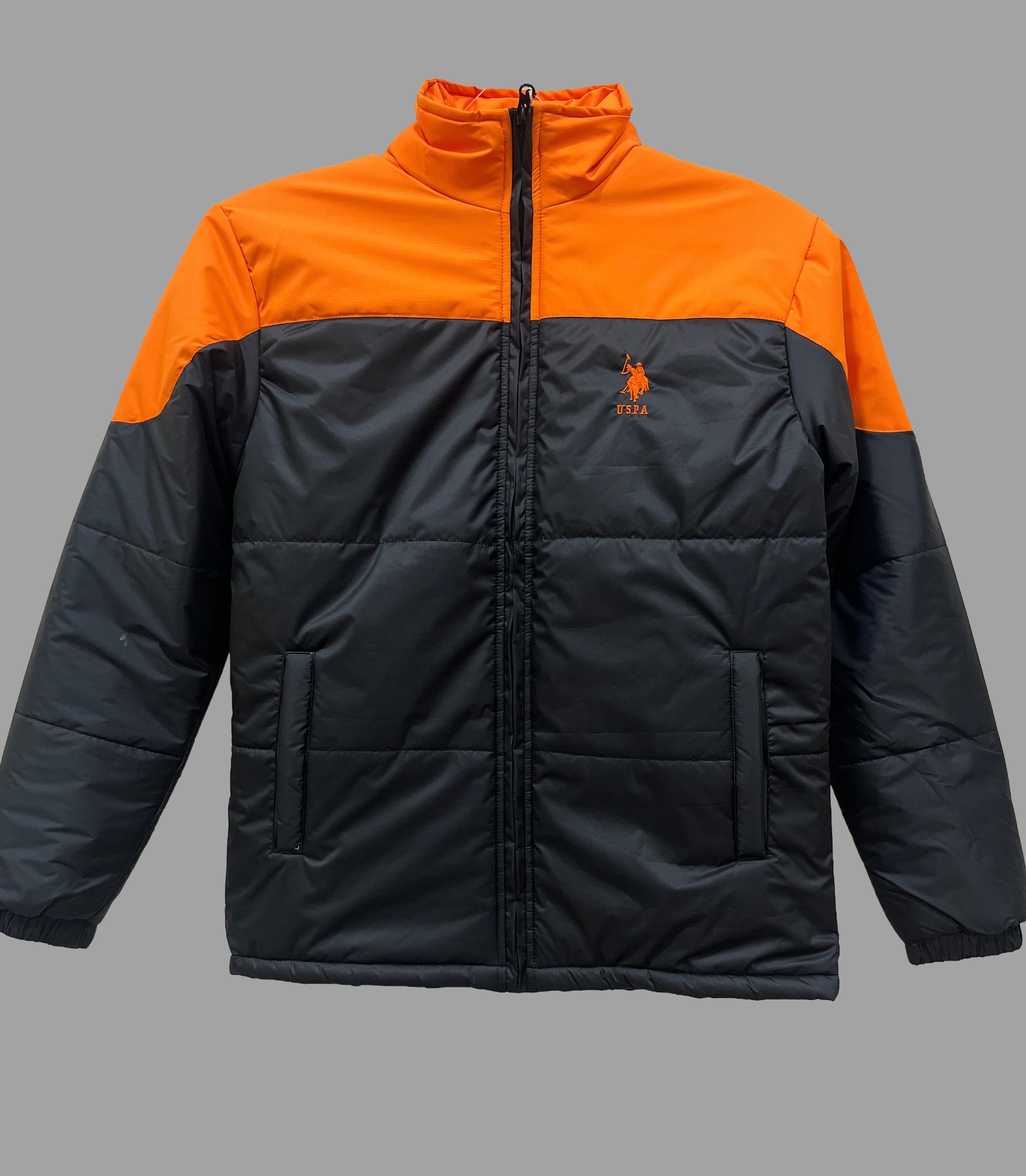 USPA Vibrant Ember & Charcoal Puffer Jacket