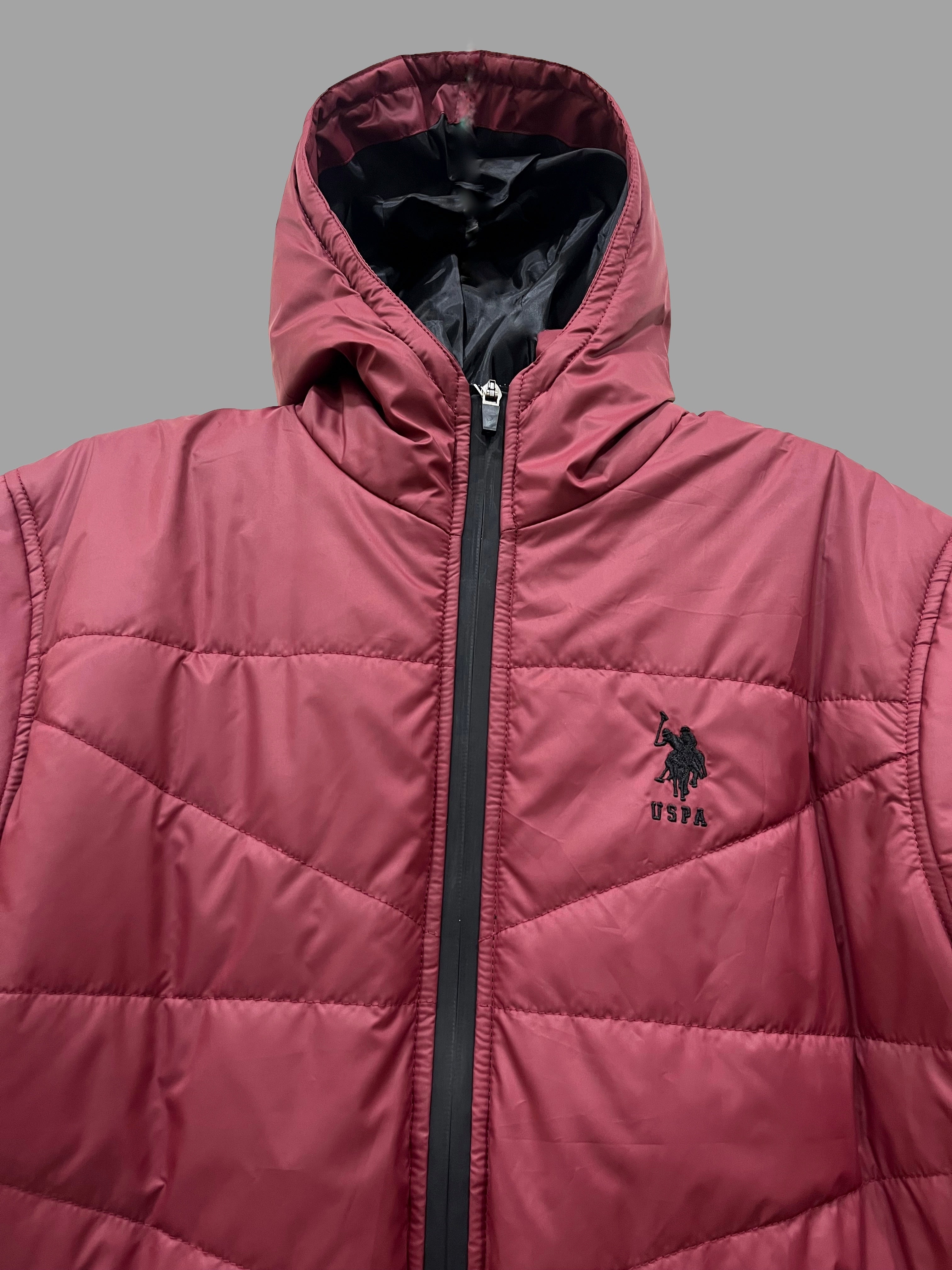 USPA Cozy Crimson Puffer Jacket