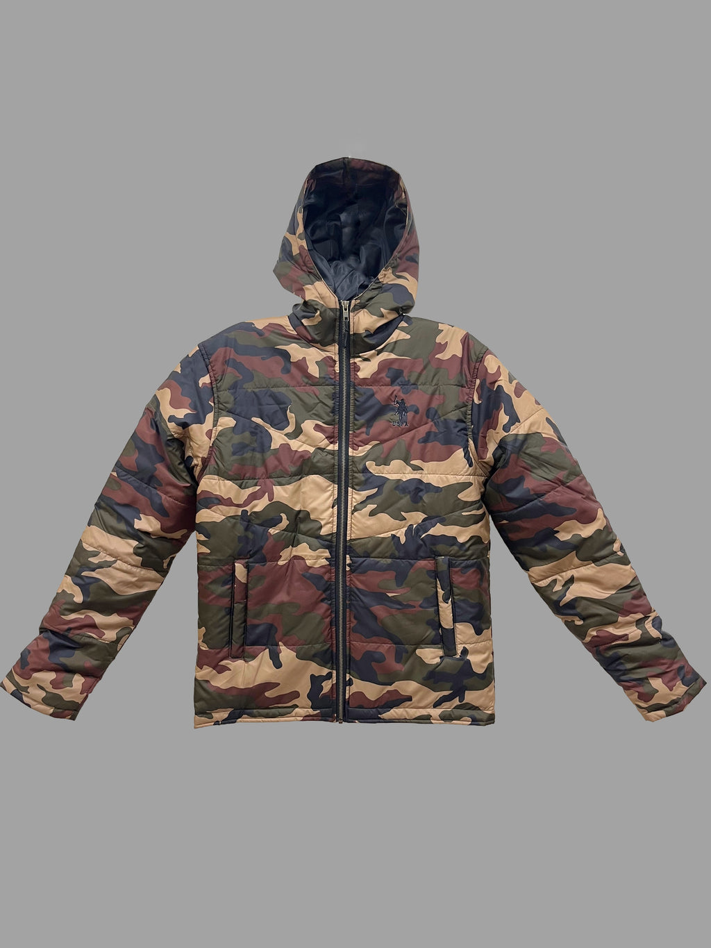 USPA Cozy Camo Puffer Jacket in Earthy Tones