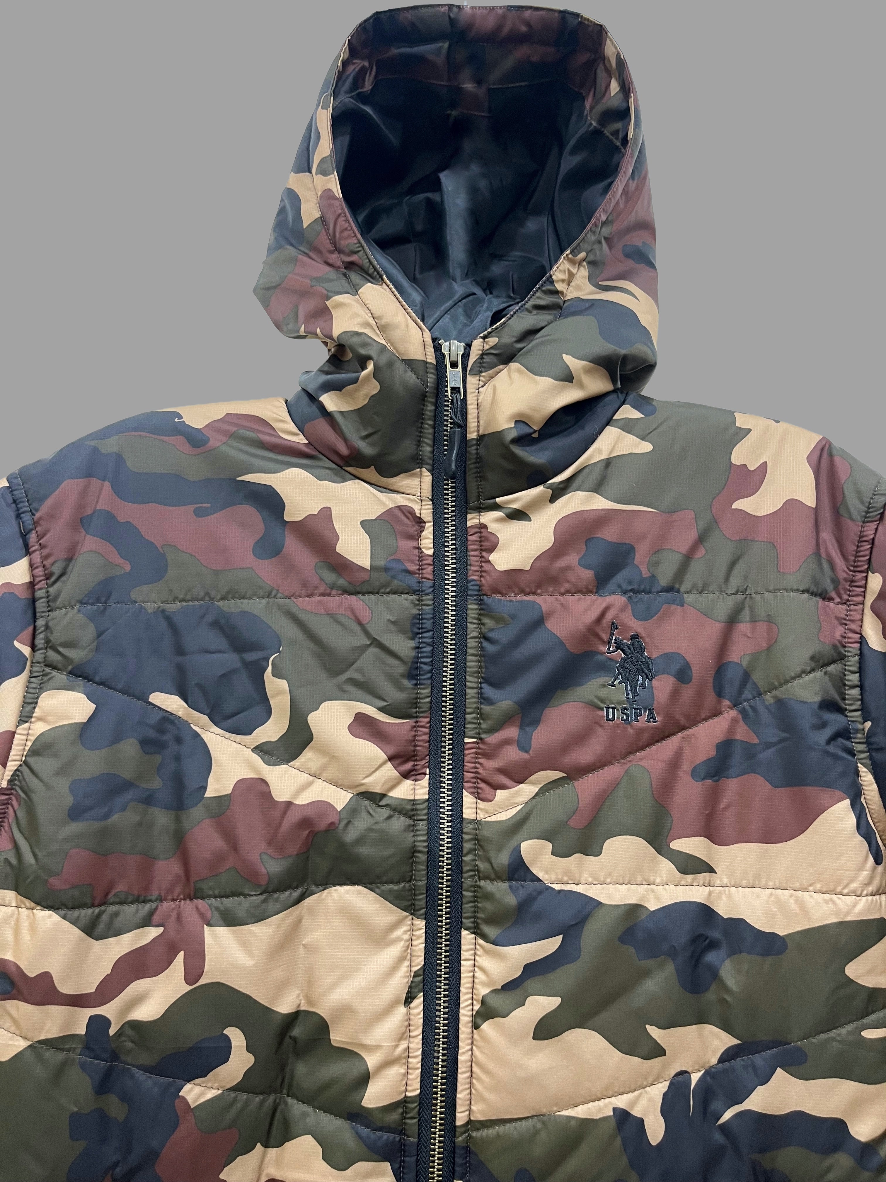 USPA Cozy Camo Puffer Jacket in Earthy Tones