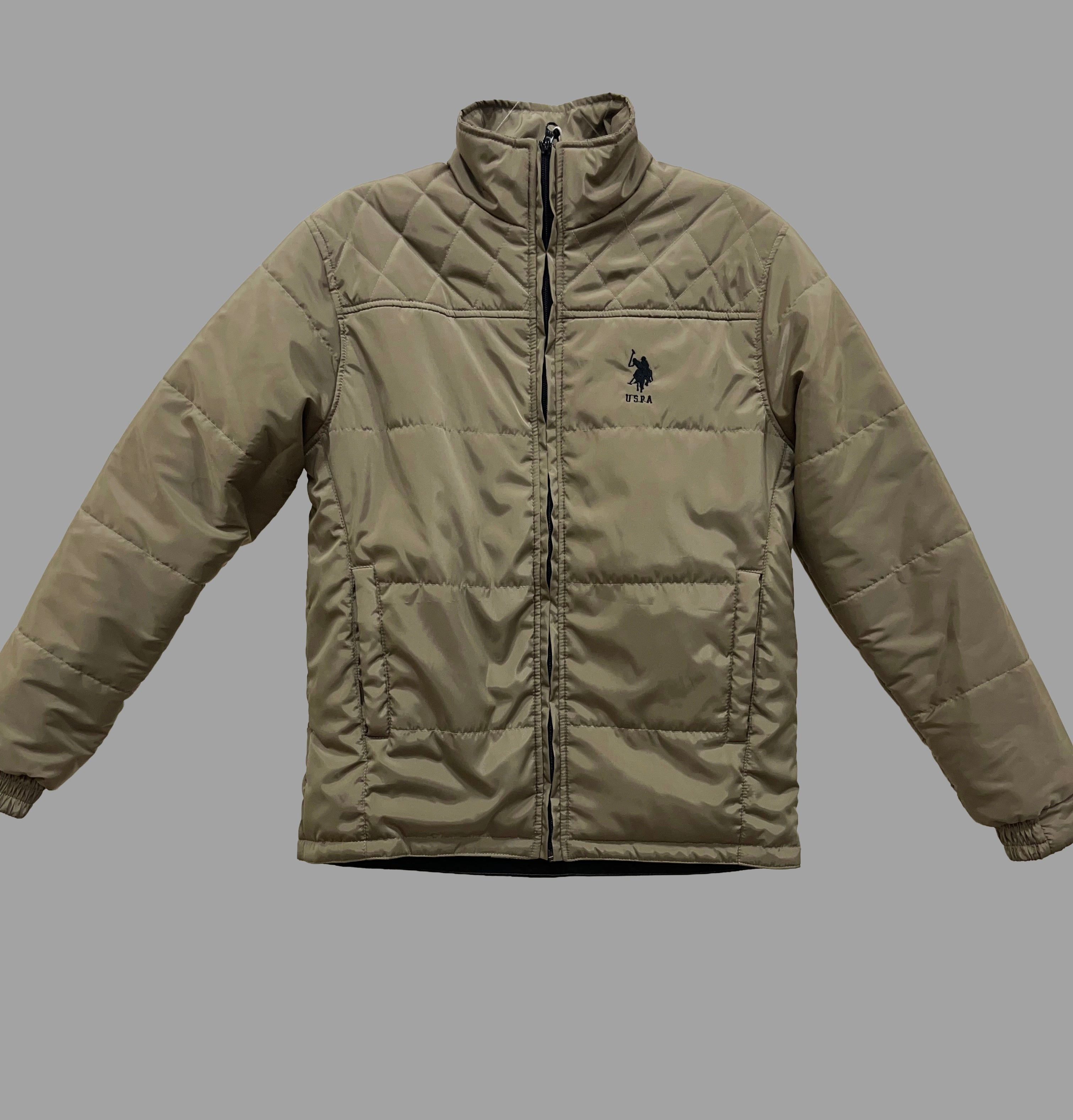 USPA Cozy Khaki Quilted Puffer Jacket