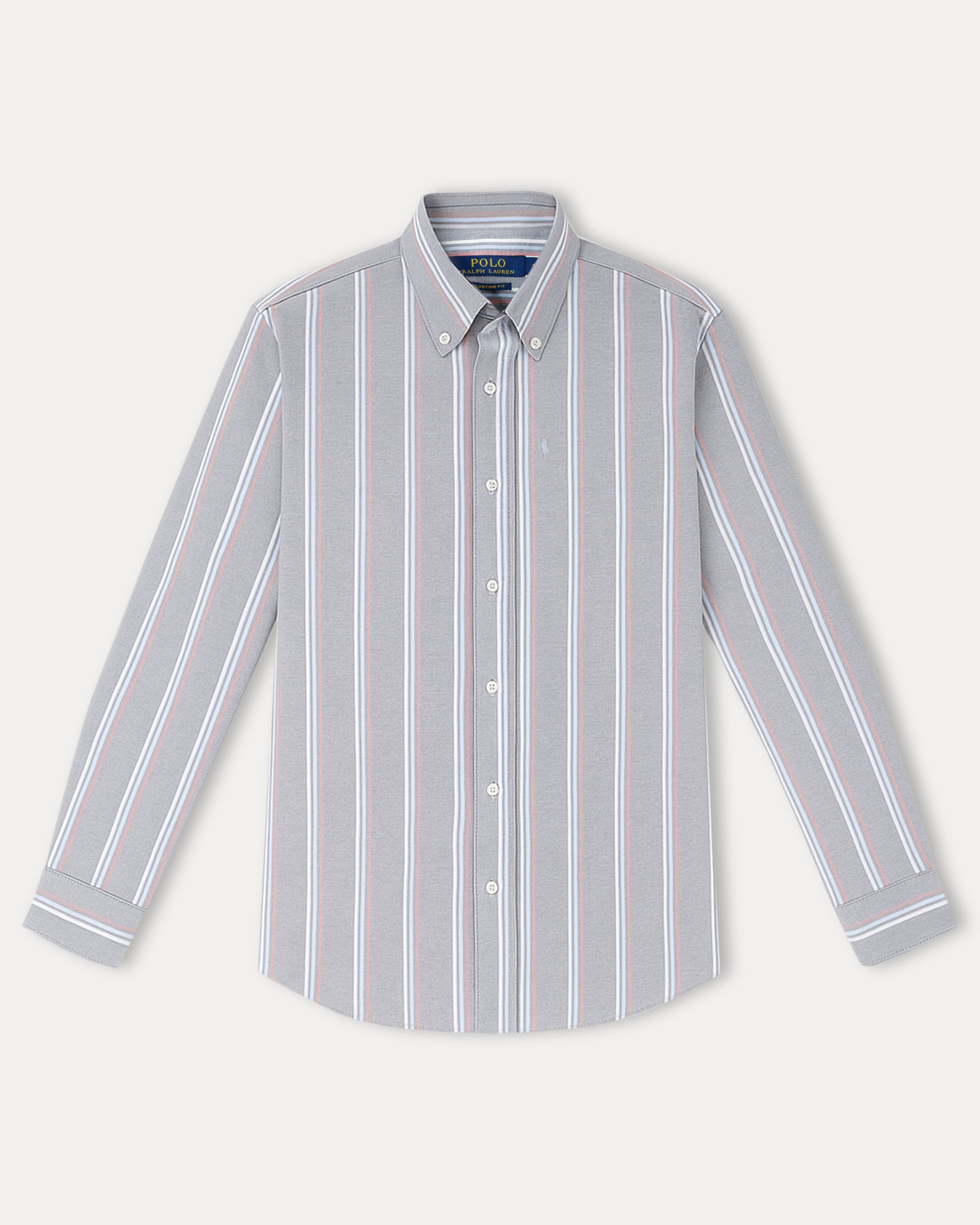 Polo Ralph Lauren Striped Elegance Cotton Shirt in Misty Blue