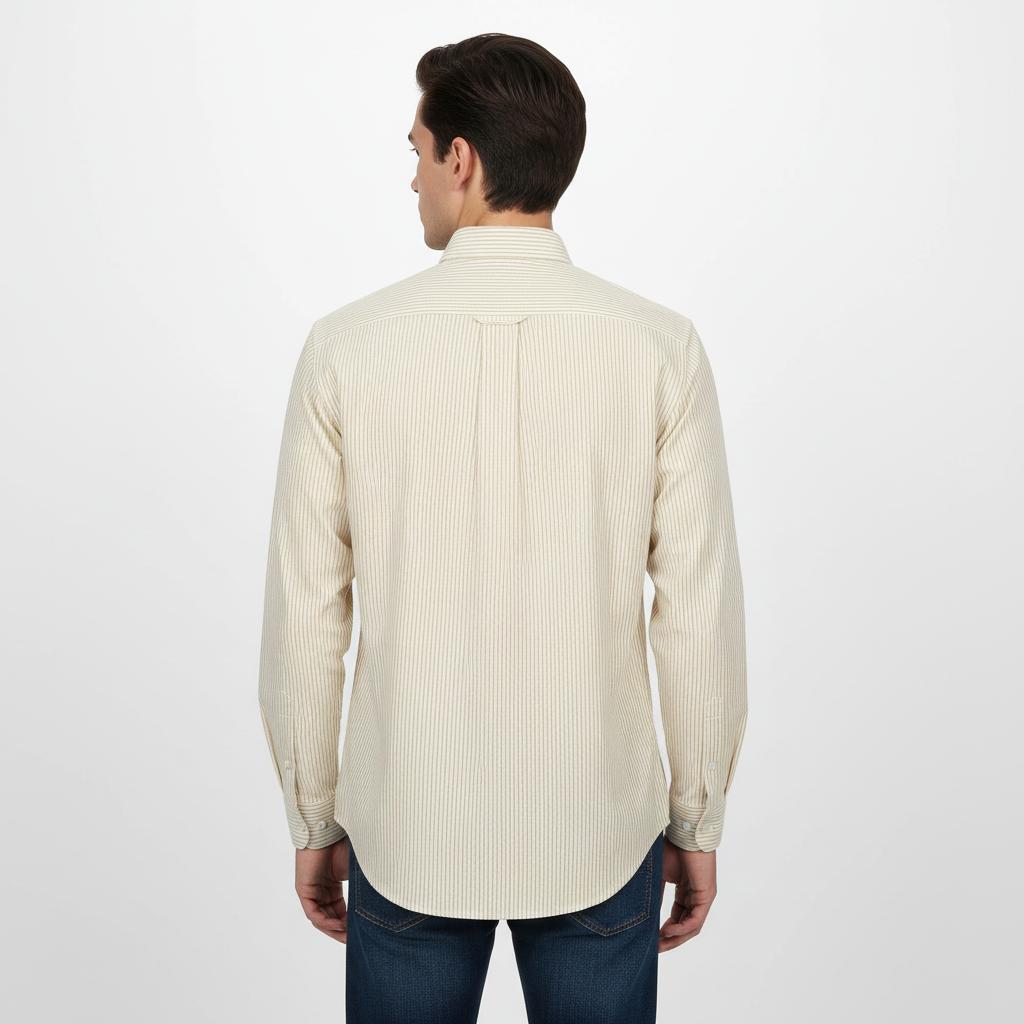 Polo Ralph Lauren Classic Fit Striped Shirt in Creamy Vanilla Swirl - back view