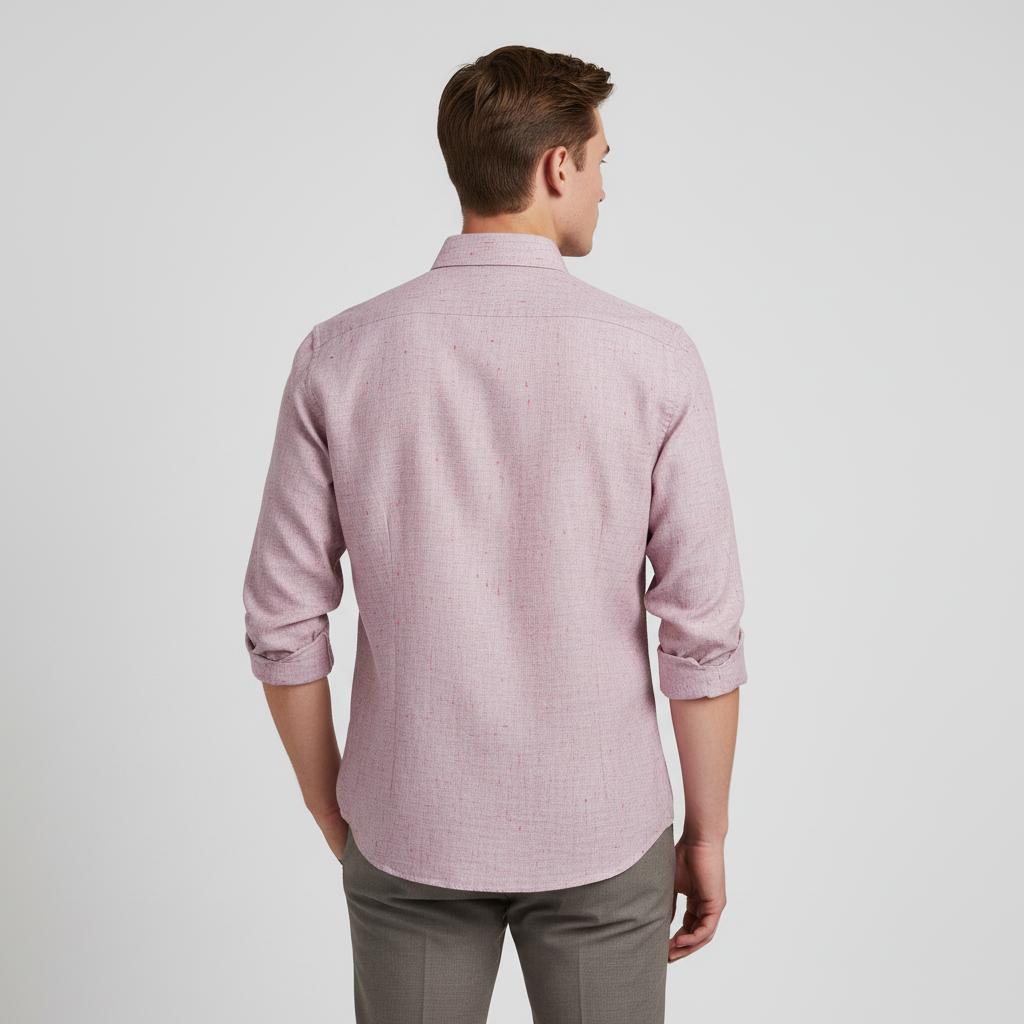 [Mélange Slub Linen] GANT Melange Button-Up Shirt in Blush Whisper - back view