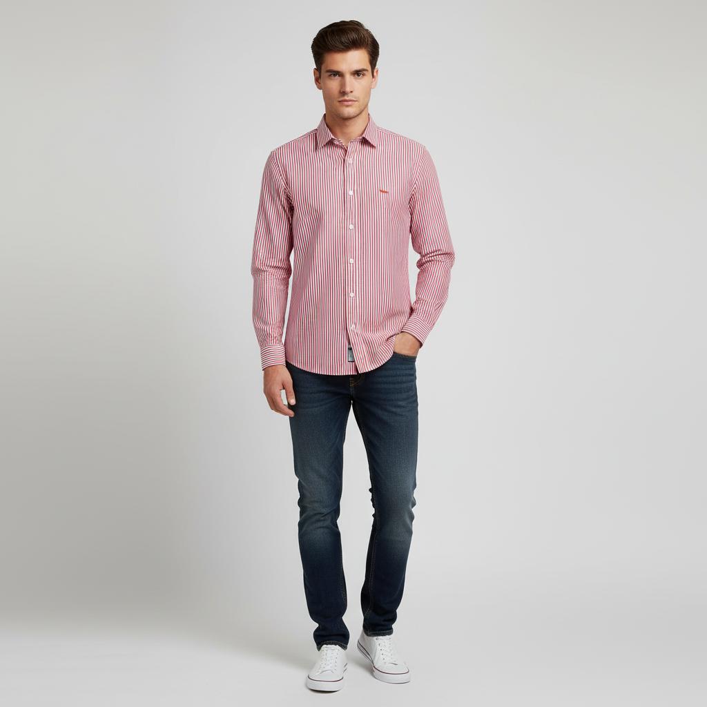 Harmont & Blaine Charming Crimson Striped Regular Fit Shirt - front view